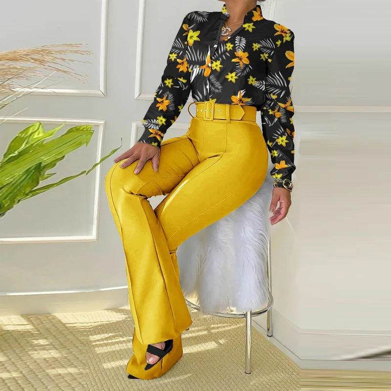 FZ Women's Wide Leg High Street Straight Two Piece Pants Suit DSers