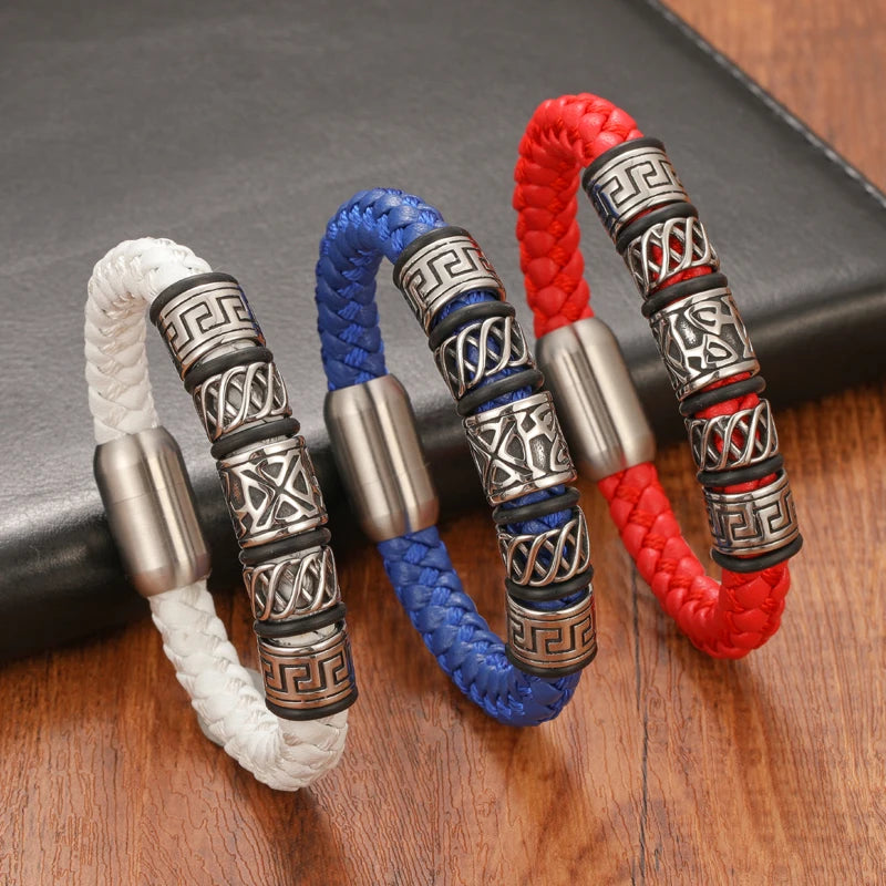 FZ Retro Button Braided Classic Genuine Leather Bracelet - FZwear