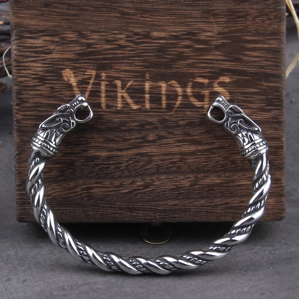 FZ Men's Stainless Steel Nordic Viking Norse Dragon Bracelet