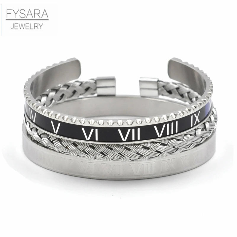 FZ 3pcs/Set Stainless Steel Speedometer Cuff Bracelet - FZwear