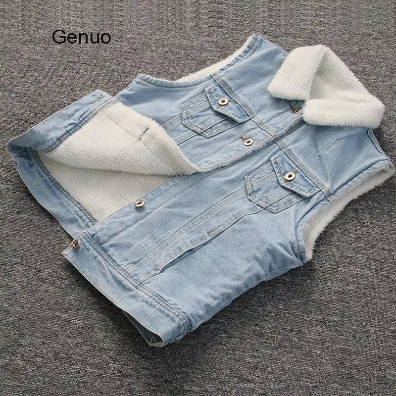 FZ Women's Plus Velvet Oversized Thick Warm Denim Jackets - FZwear