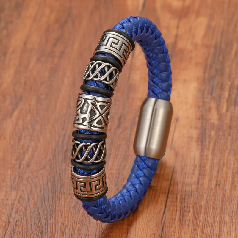 FZ Retro Button Braided Classic Genuine Leather Bracelet - FZwear