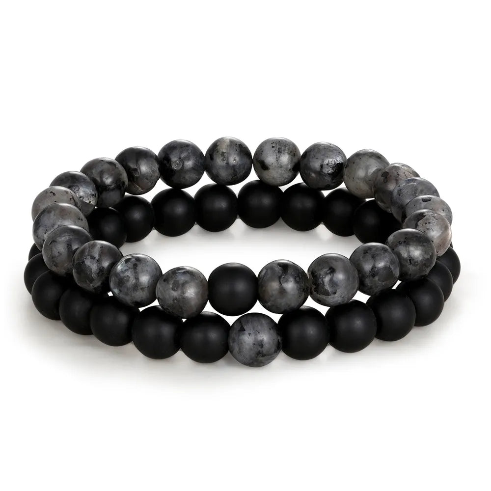 FZ 2pcs/set Distance Crown Beads Charm Natural Stone Bracelet - FZwear