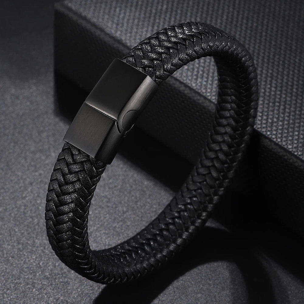 FZ Retro Button Braided Genuine Leather Bracelet - FZwear