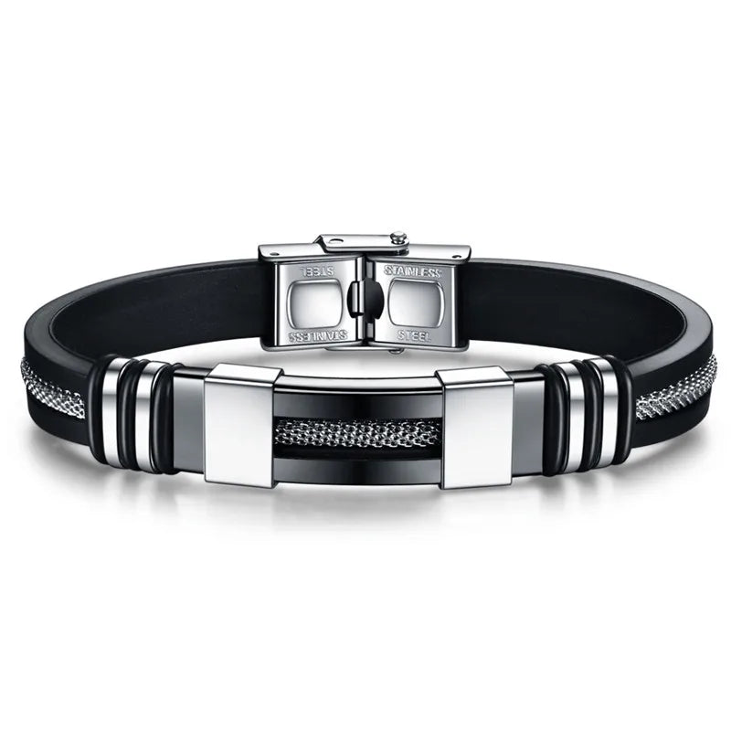 FZ Punk Vintage Stainless Steel Silicone Bracelet - FZwear