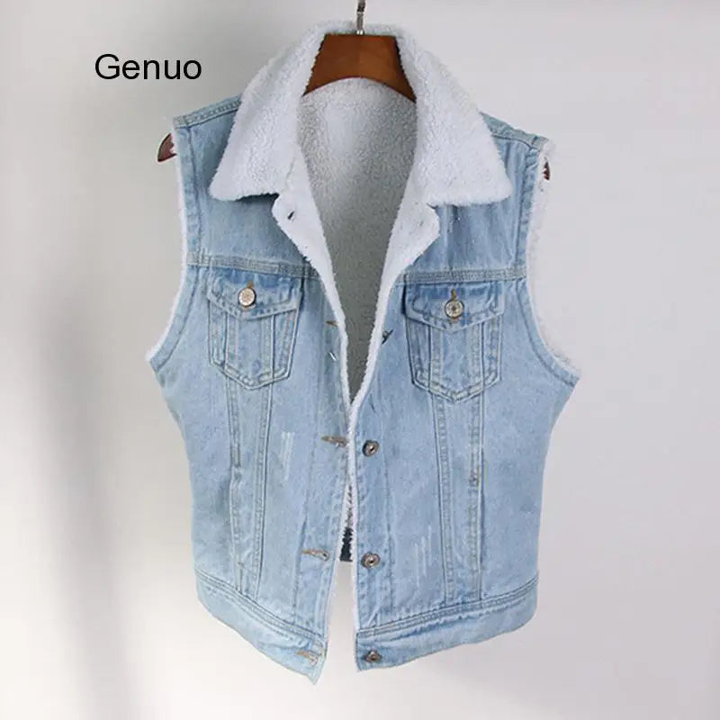 FZ Women's Plus Velvet Oversized Thick Warm Denim Jackets - FZwear