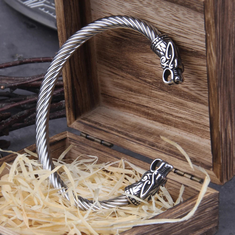 FZ Men's Stainless Steel Nordic Viking Norse Dragon Bracelet