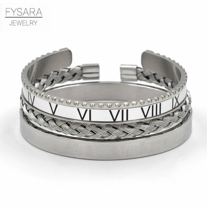 FZ 3pcs/Set Stainless Steel Speedometer Cuff Bracelet - FZwear
