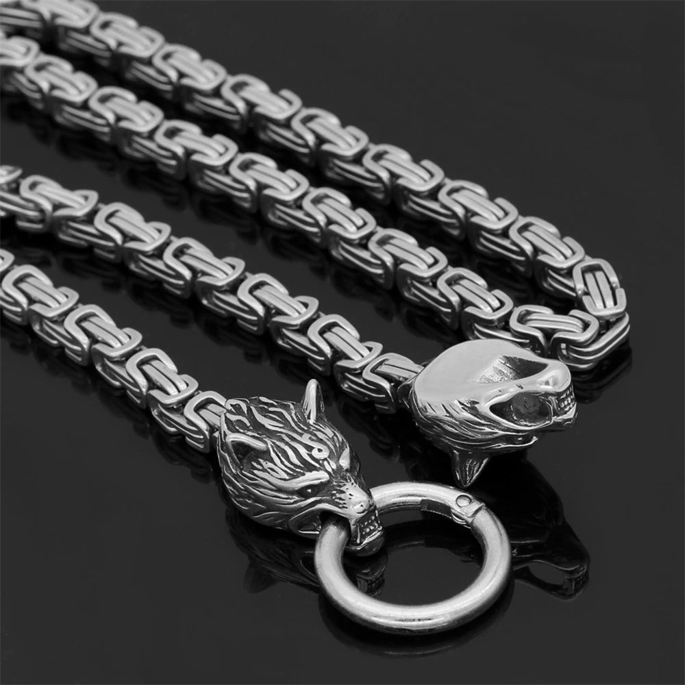 FZ Nordic Celtic Viking Wolf Head Stainless Steel Necklace - FZwear
