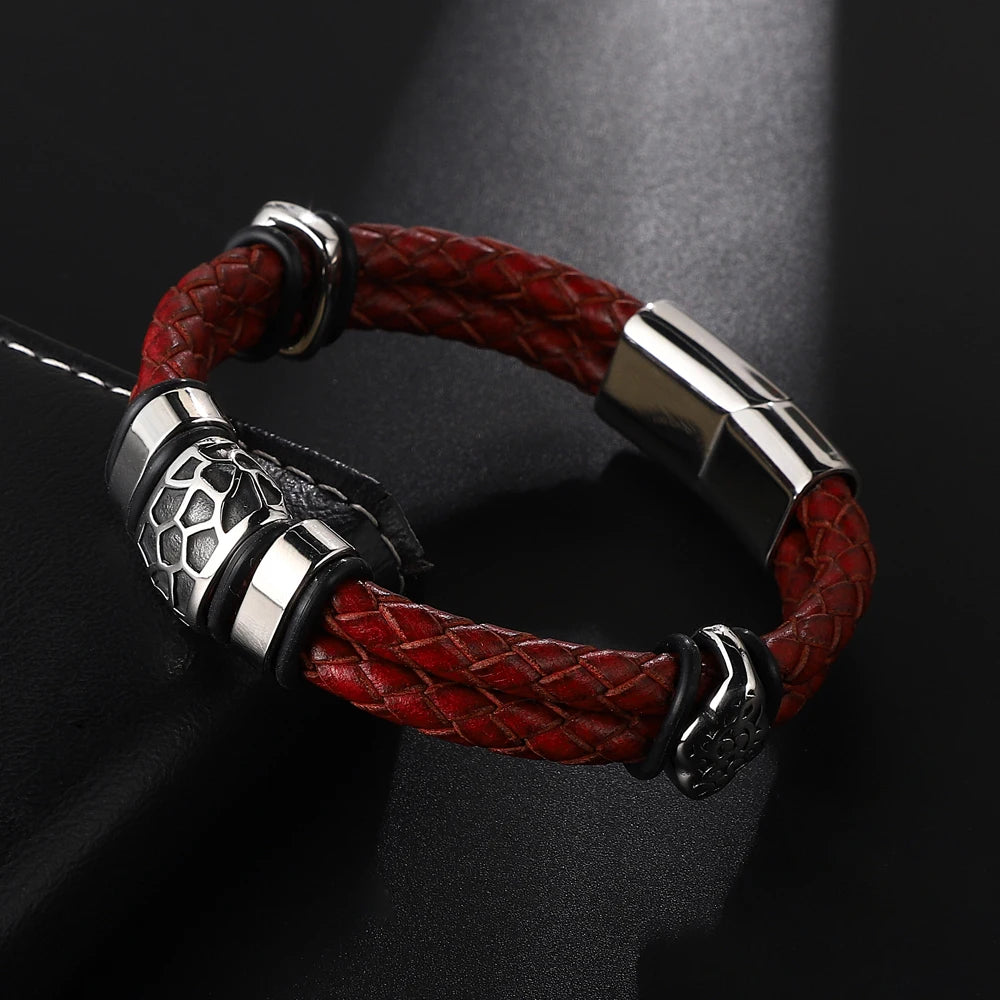 FZ Stainless Steel Double-Layer Leather Bracelet - FZwear