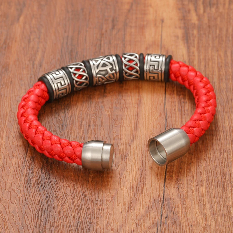 FZ Retro Button Braided Classic Genuine Leather Bracelet - FZwear