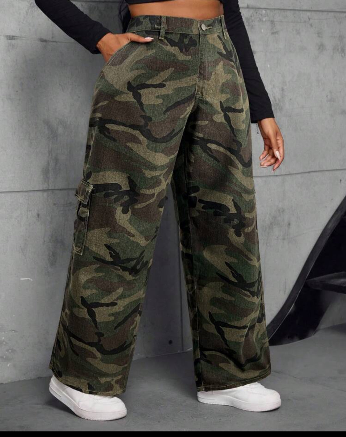 FZ Women's Plus Size Camouflage Cargo Straight Denim Pants