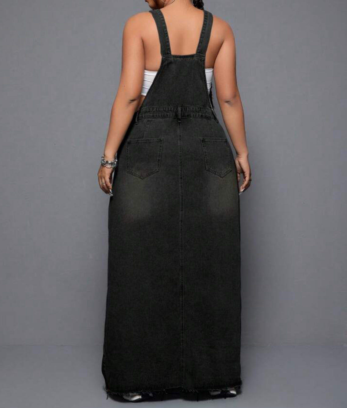 FZ Women's Plus Size Loose Fit Overall Washed Denim Dress