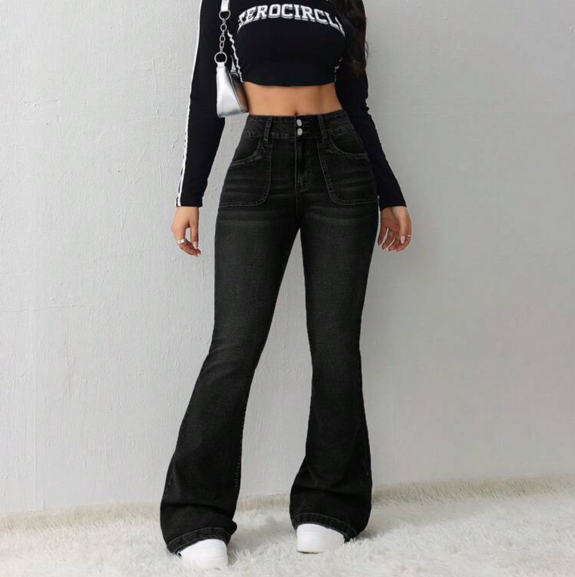 FZ Women's Casual Skinny Stretch Flared Denim Pants