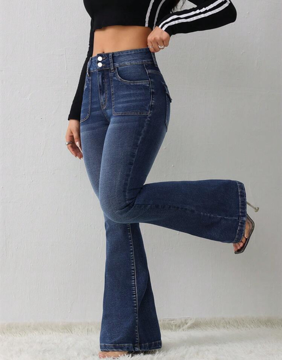 FZ Women's Casual Skinny Stretch Flared Denim Pants