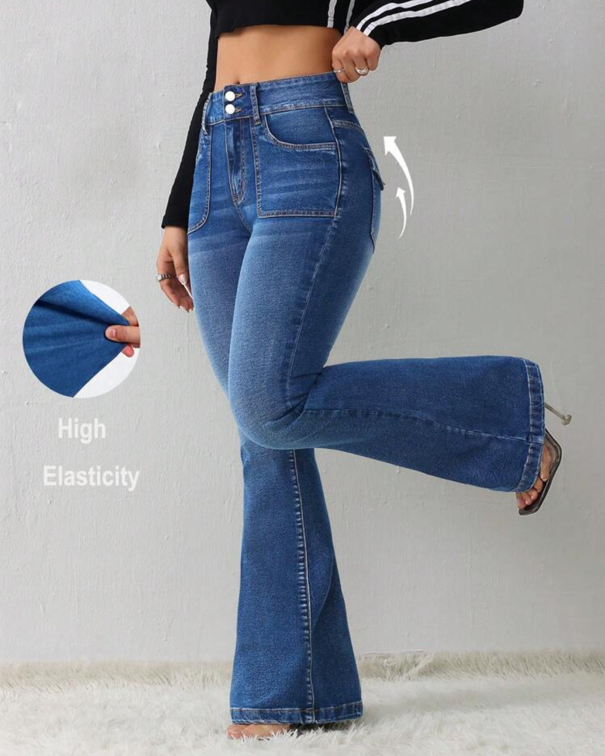 FZ Women's Casual Skinny Stretch Flared Denim Pants