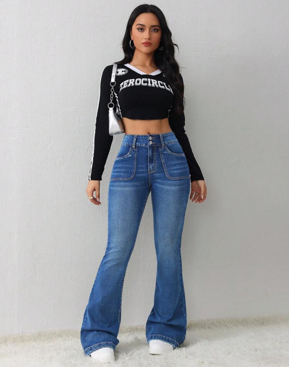 FZ Women's Casual Skinny Stretch Flared Denim Pants