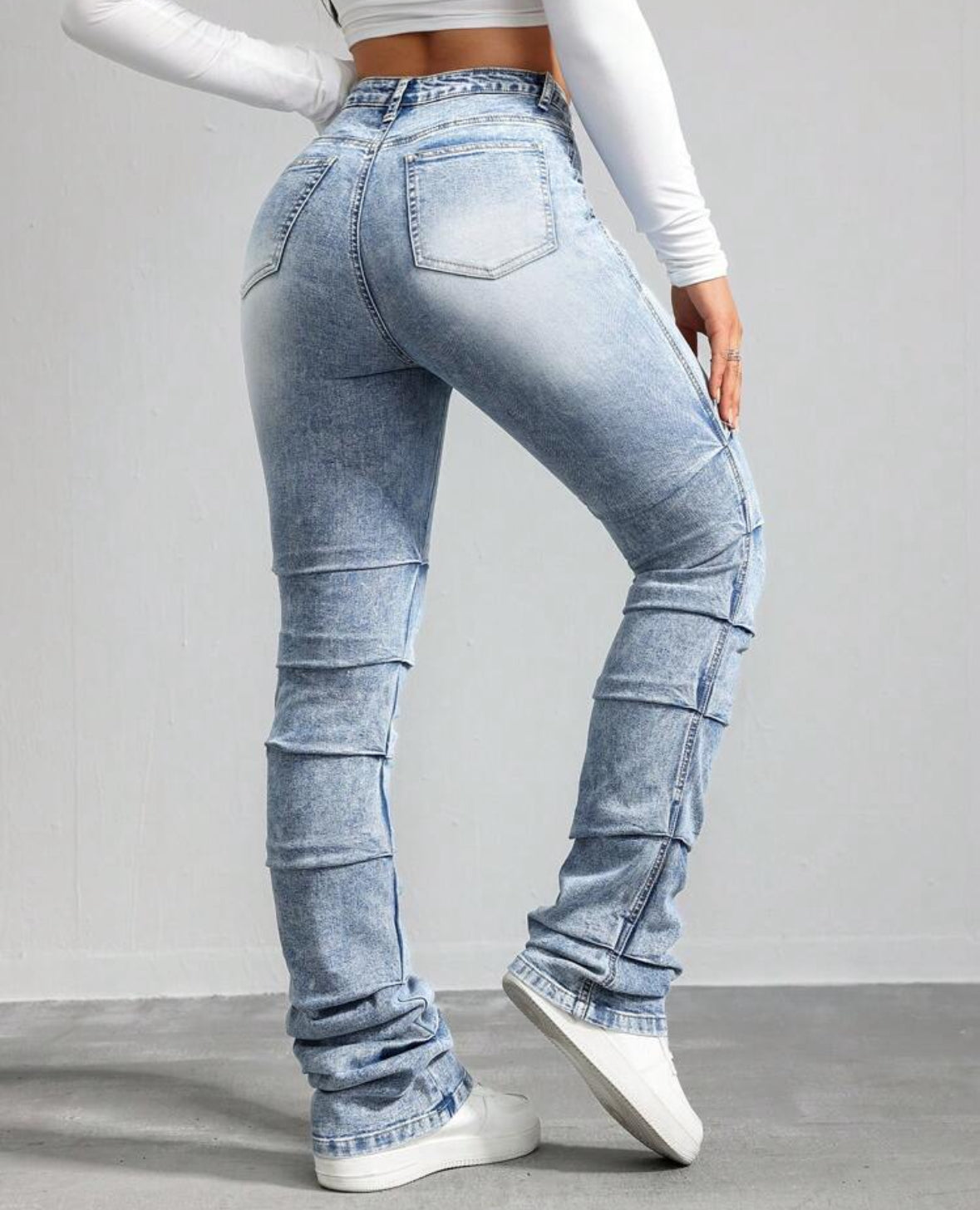 FZ Women's Skinny Stretch Stacked Flared Denim Pants