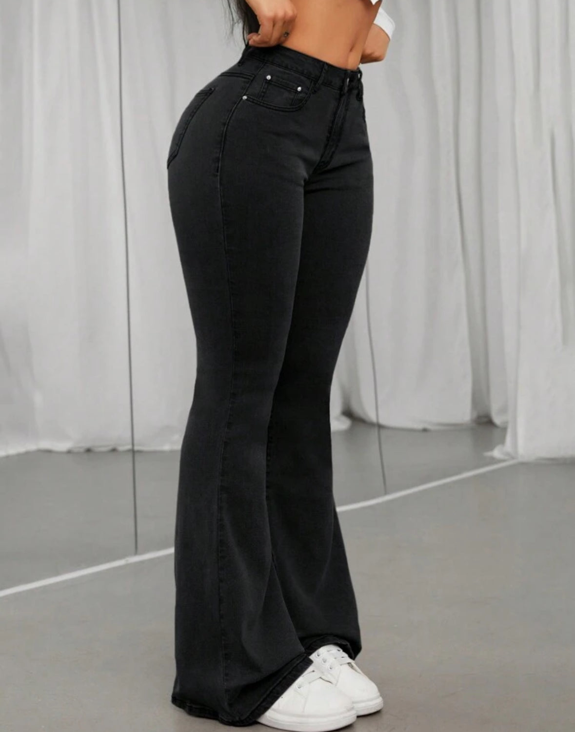 FZ Women's Fashionable High Waist Flared Denim Pants