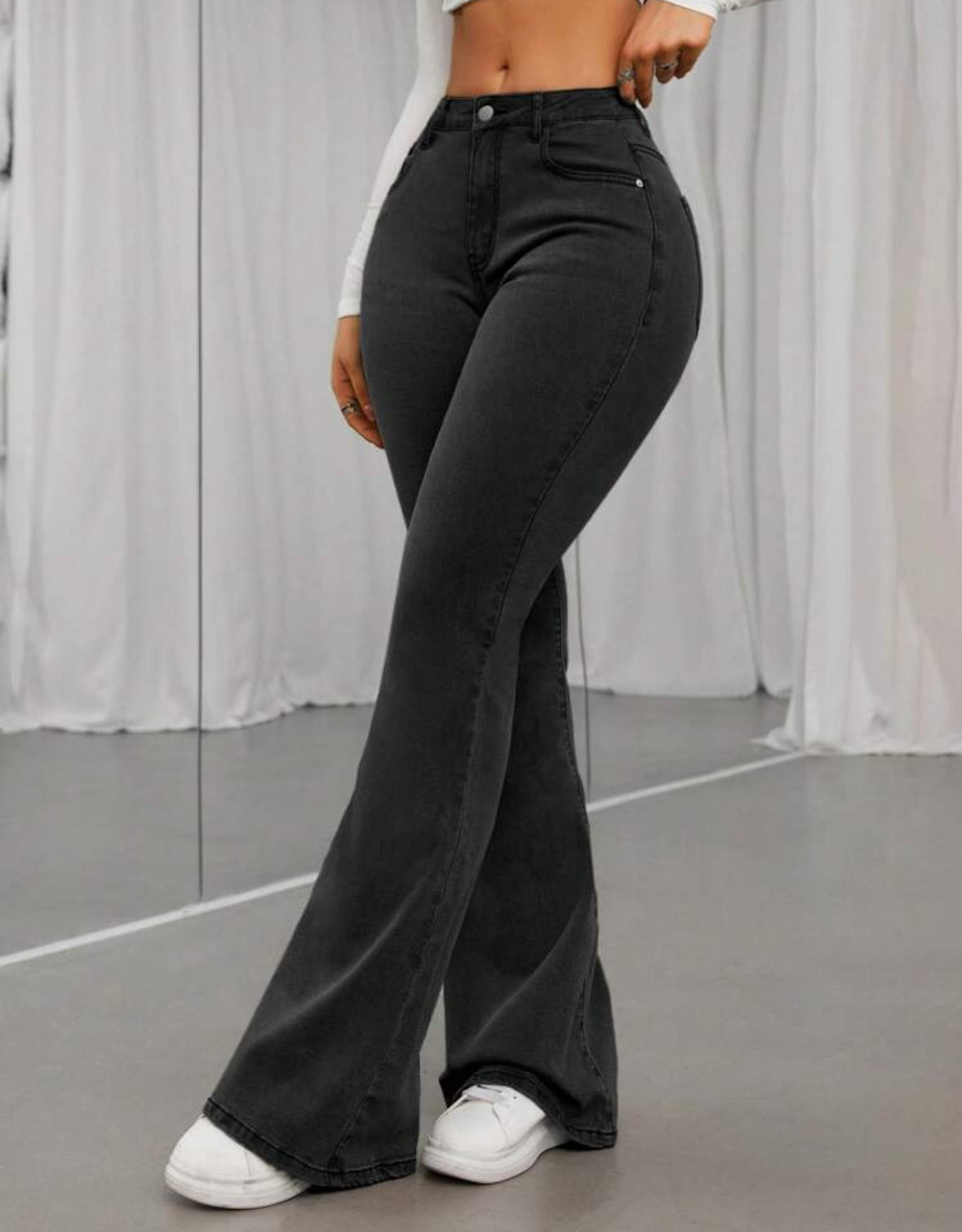 FZ Women's Fashionable High Waist Flared Denim Pants