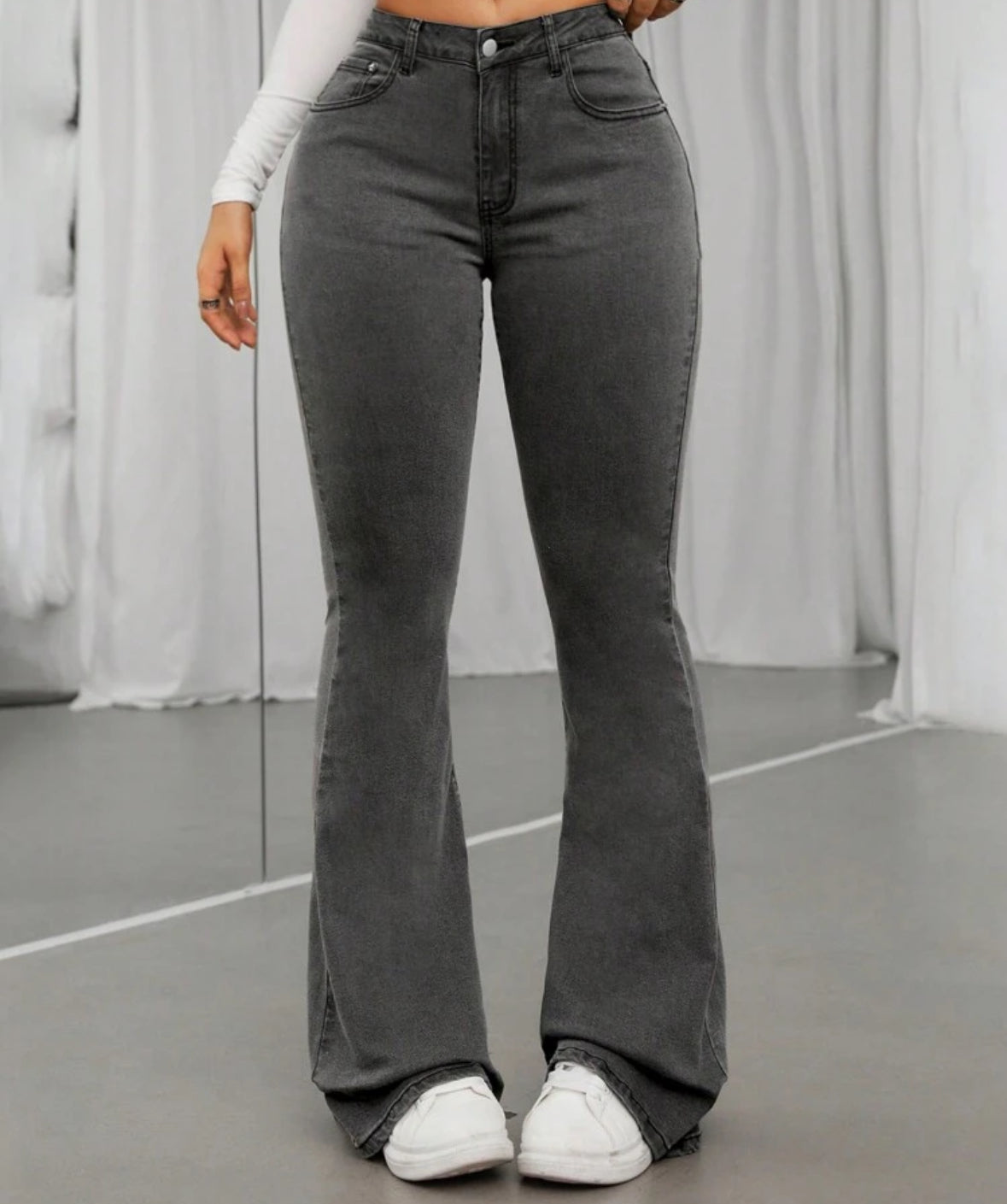 FZ Women's Fashionable High Waist Flared Denim Pants