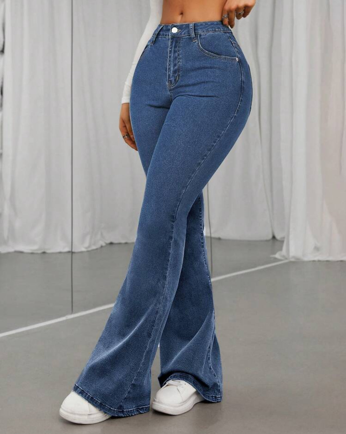 FZ Women's Fashionable High Waist Flared Denim Pants