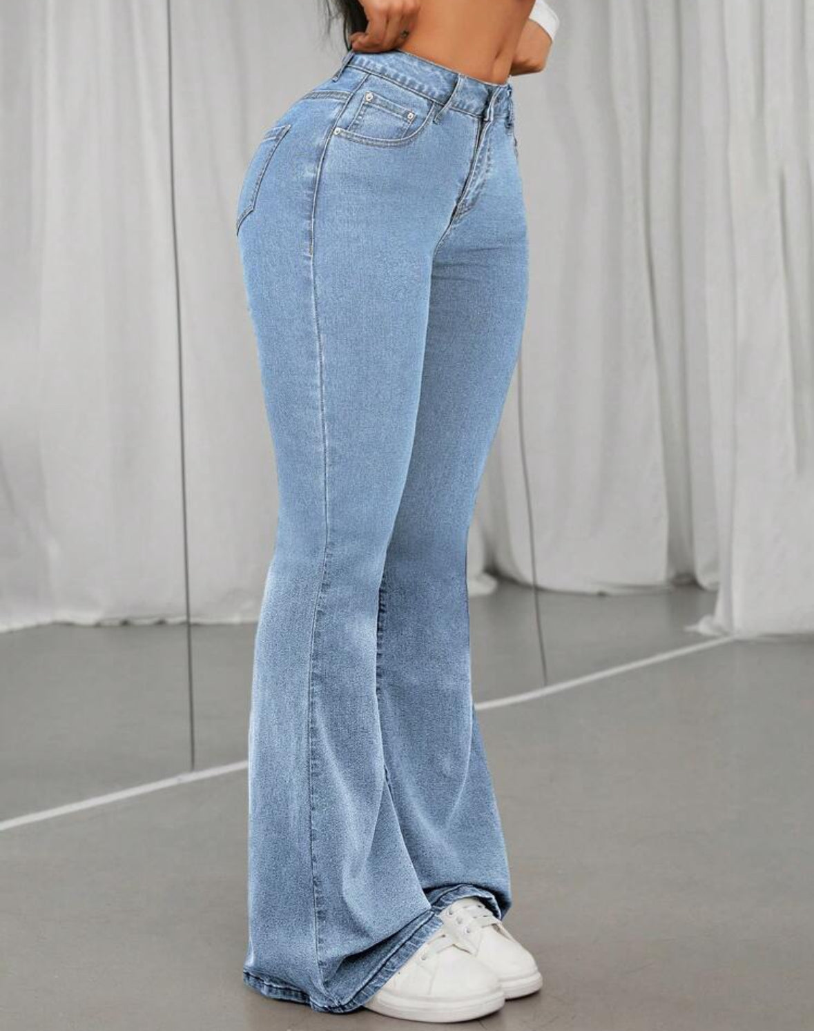 FZ Women's Fashionable High Waist Flared Denim Pants