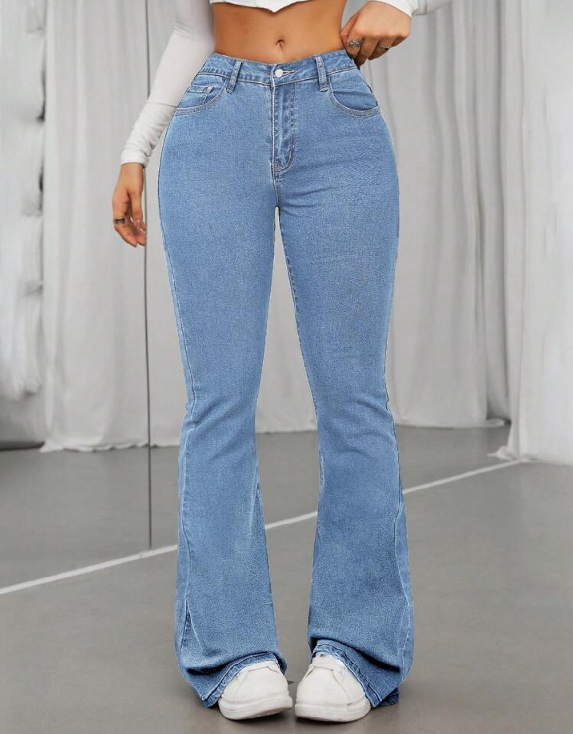 FZ Women's Fashionable High Waist Flared Denim Pants