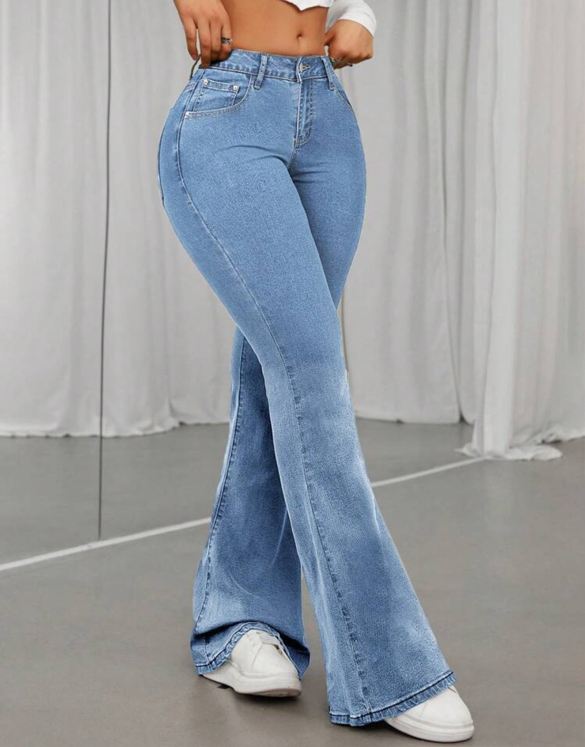 FZ Women's Fashionable High Waist Flared Denim Pants