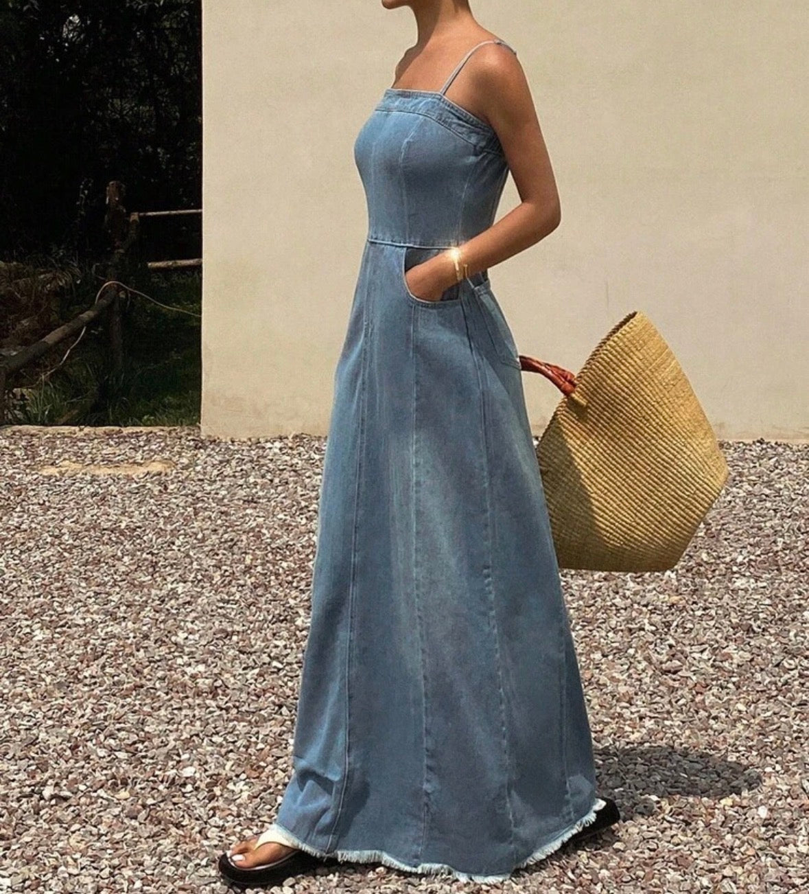 FZ Women's Fringe Trim Vacation Style Jumpsuit Denim Dress