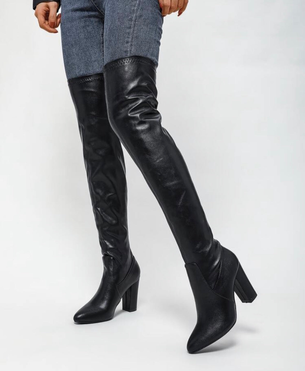FZ Women's Thick High Heels Elastic Over-The-Knee Boots