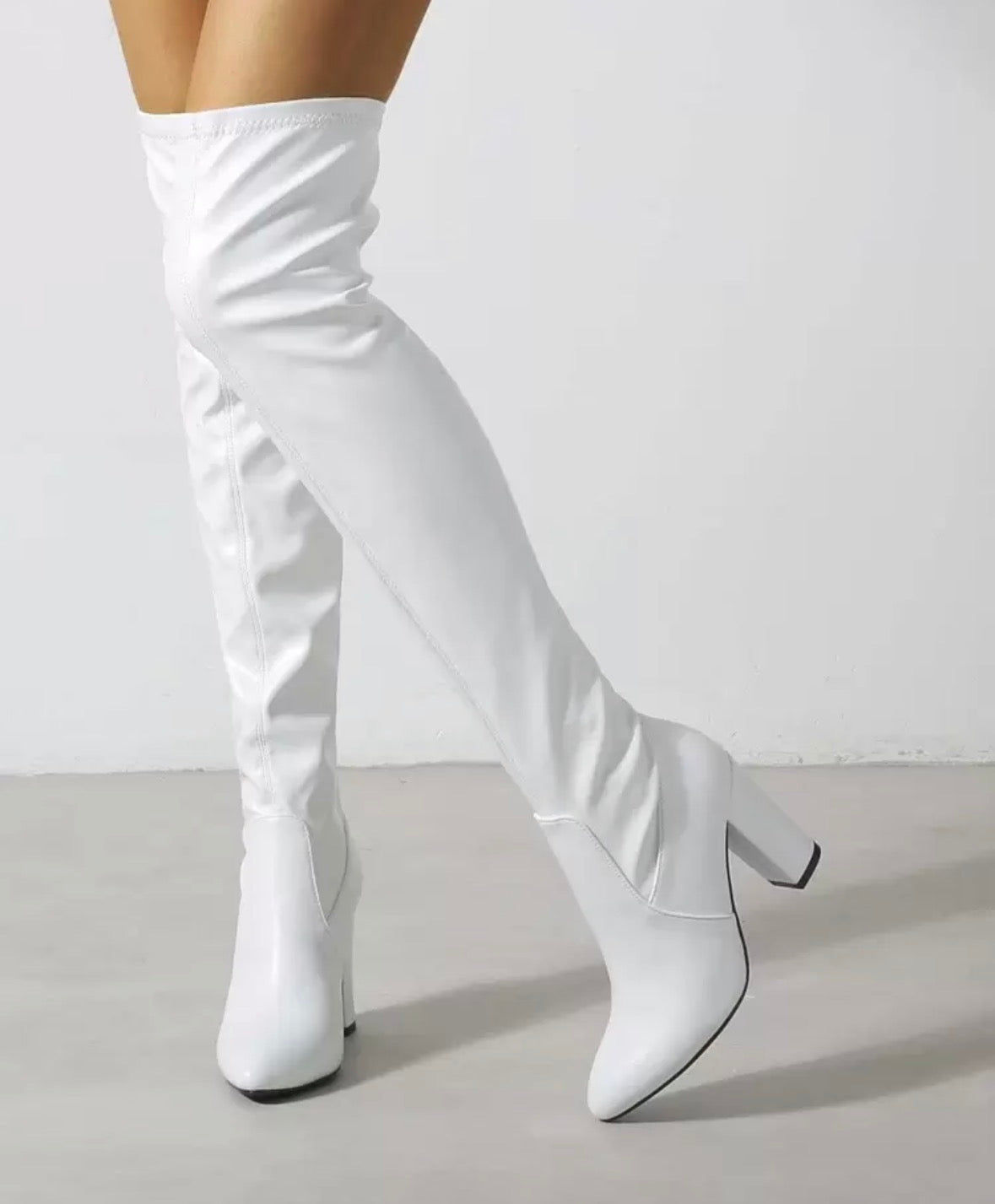 FZ Women's Thick High Heels Elastic Over-The-Knee Boots