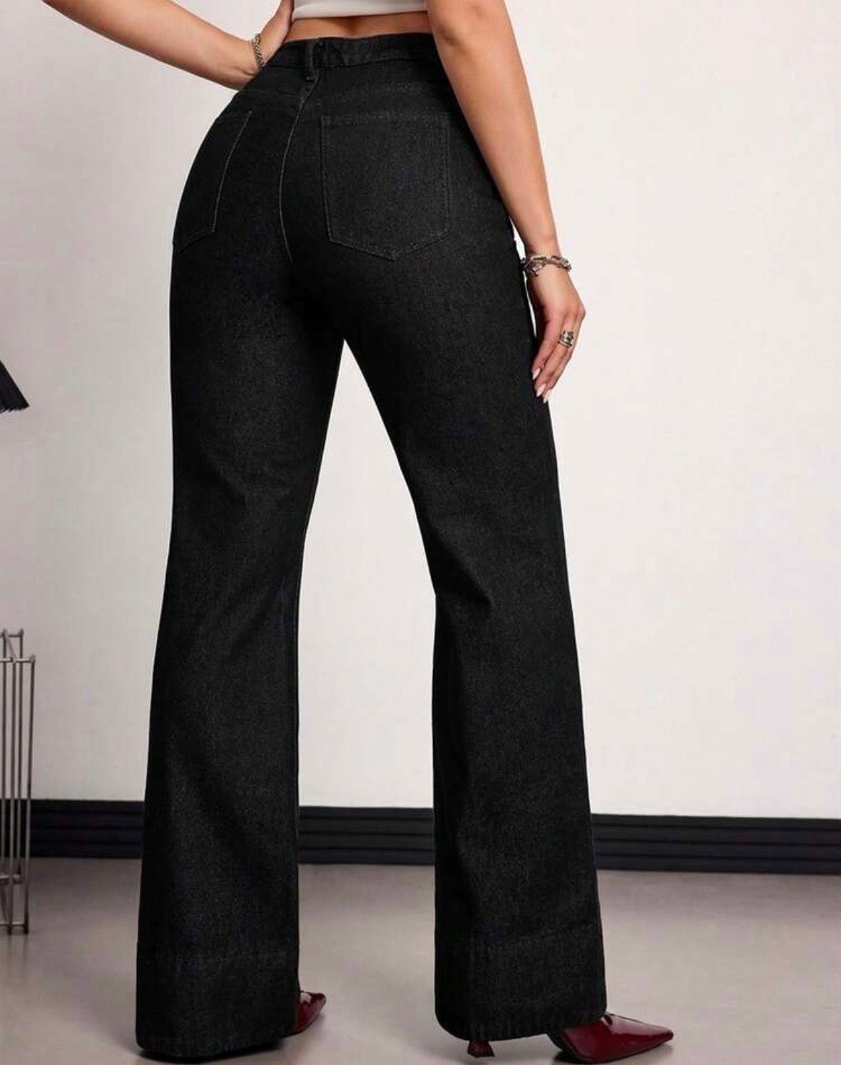 FZ Women's High Waist Pocketed Wide Leg Loose Versatile Denim Pants