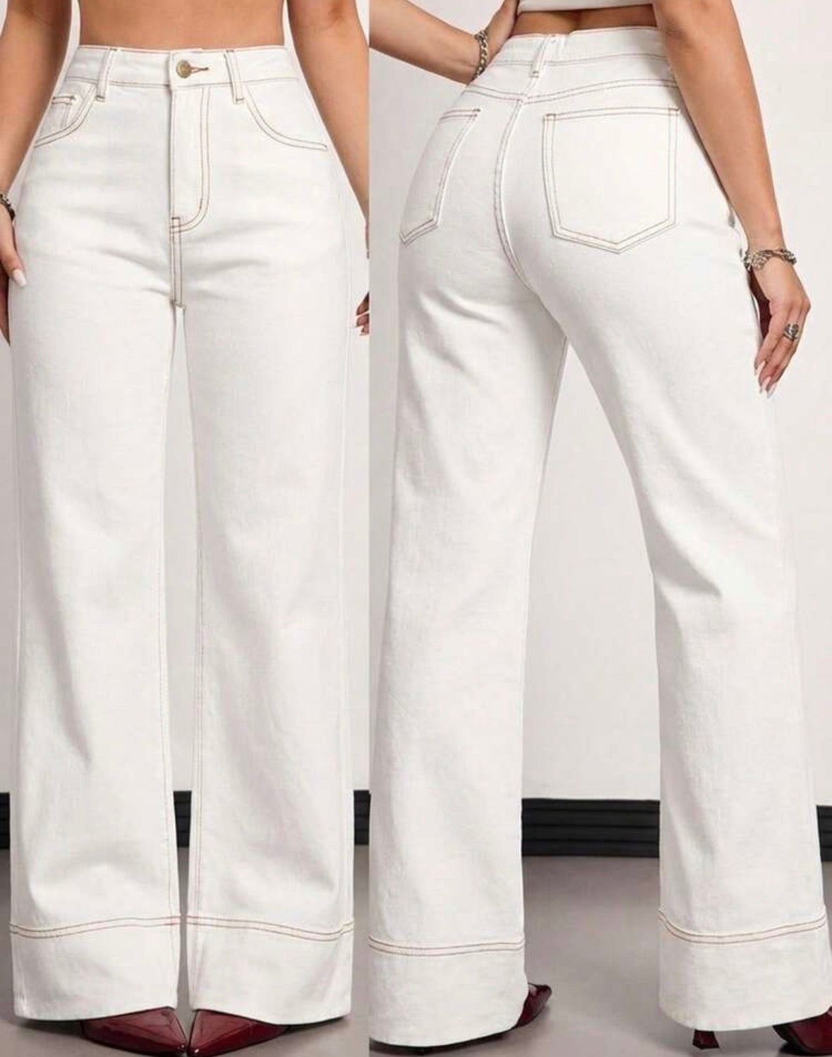 FZ Women's High Waist Pocketed Wide Leg Loose Versatile Denim Pants