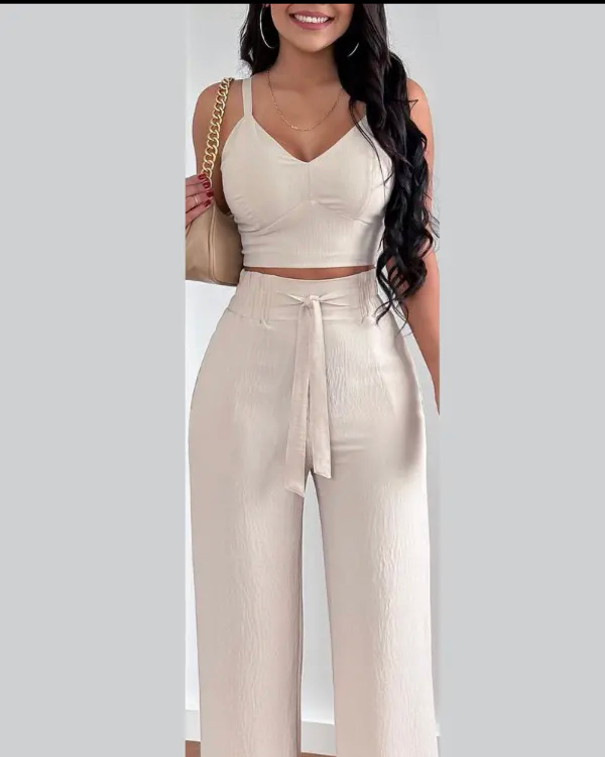 FZ Women's Shirred Design Wide Leg Pants Suit - FZwear