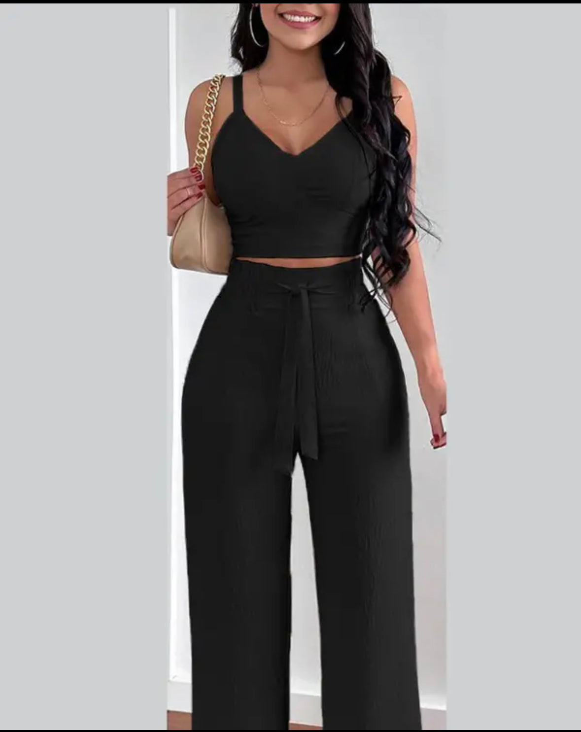 FZ Women's Shirred Design Wide Leg Pants Suit - FZwear