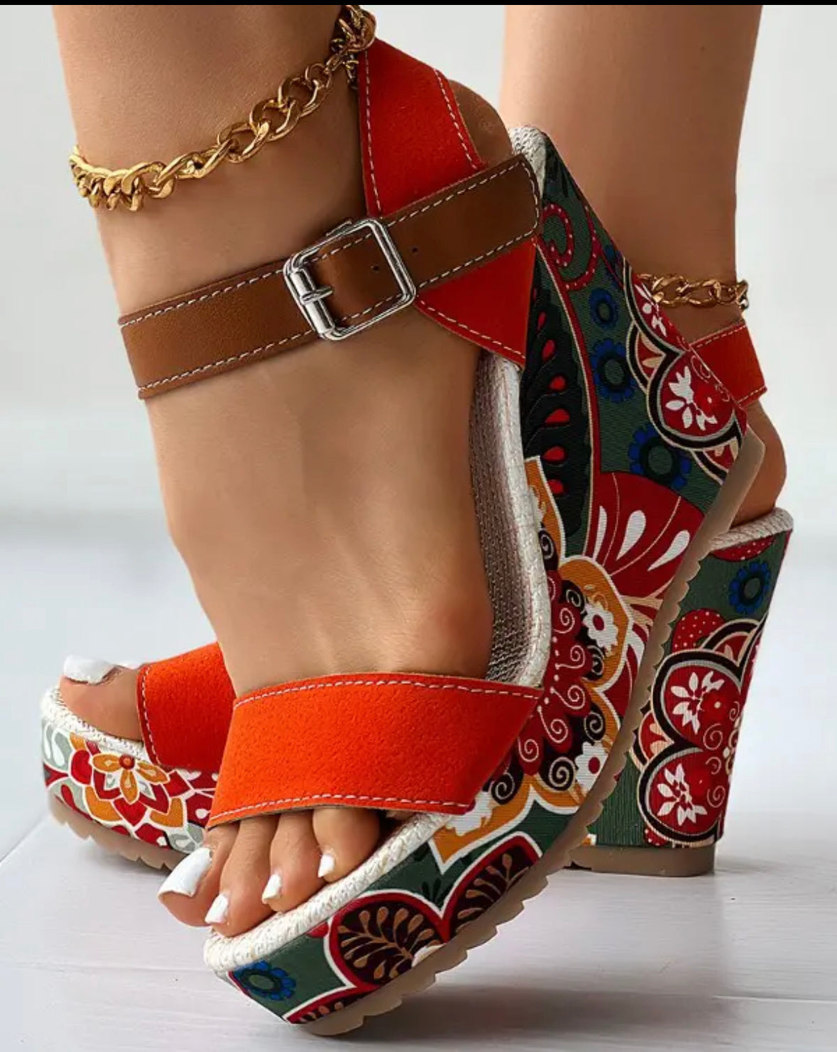 FZ Women's Floral Print Slingback Wedge Shoes - FZwear