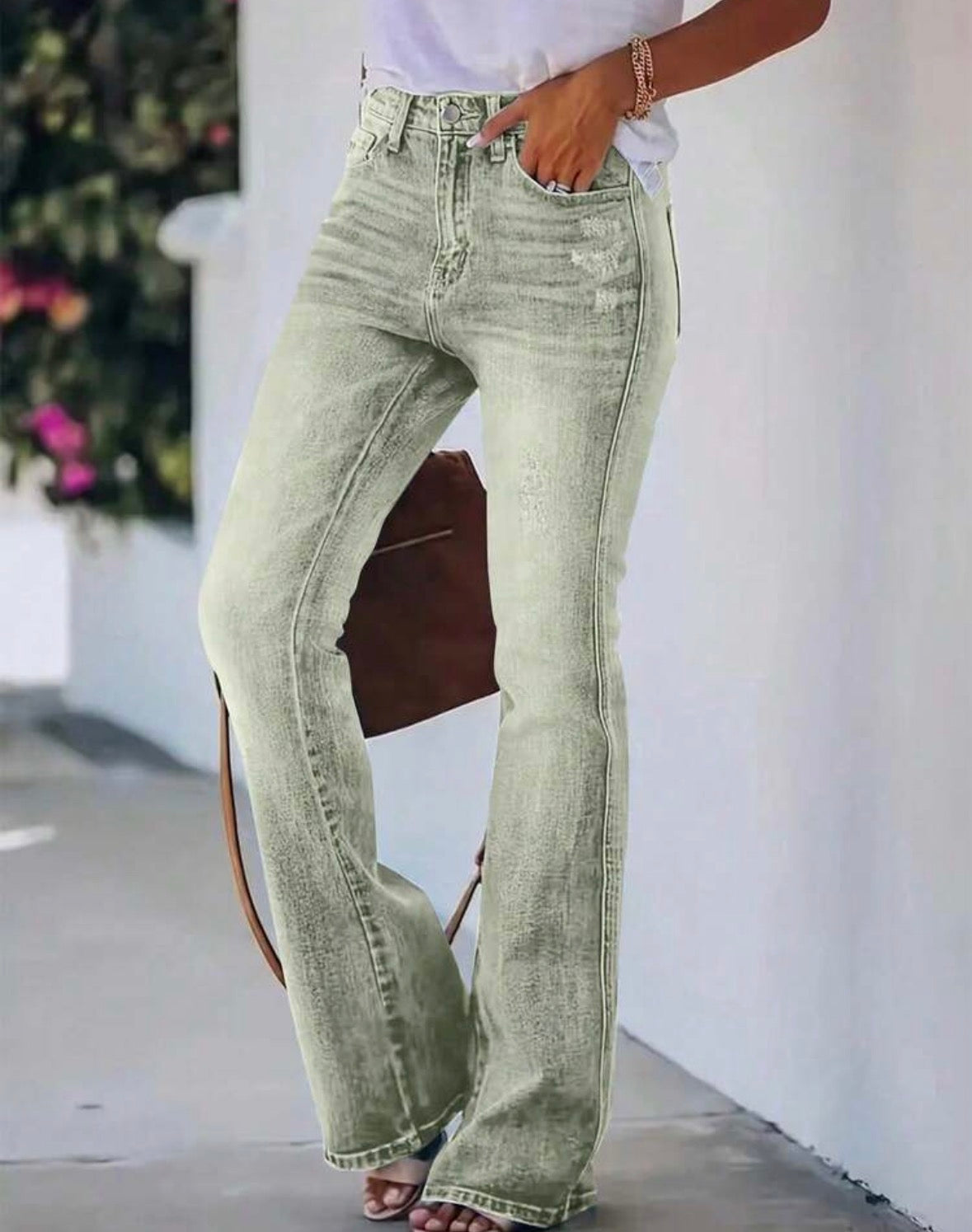 FZ WOmen's Faded Slim Fit Versatile Bootcut Denim Pants