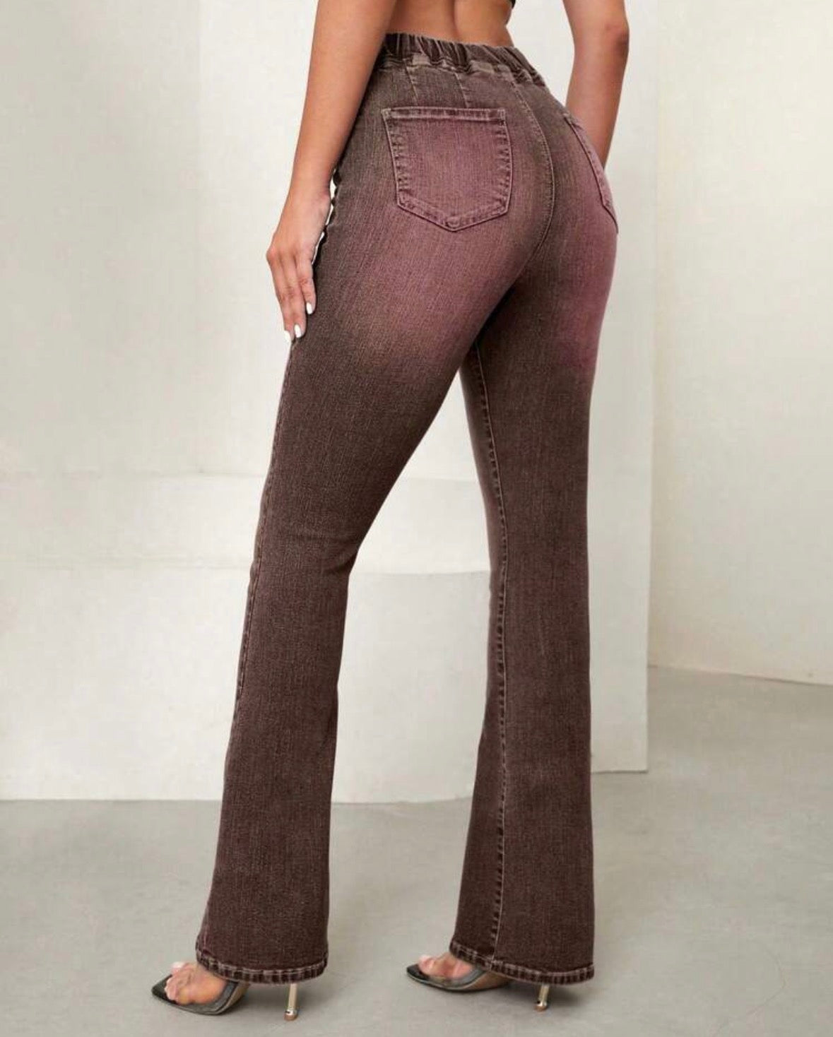 FZ Women's Asymmetric Waist Casual Versatile Flare Leg Denim Pants