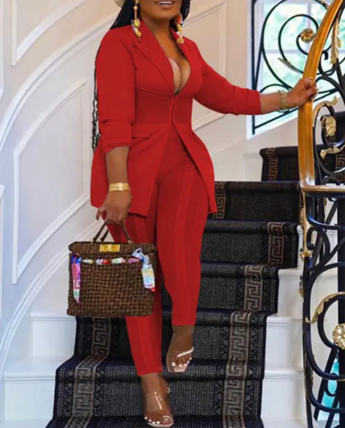 FZ Women's Plus Size Hook Front High Waist Pants suit - FZwear