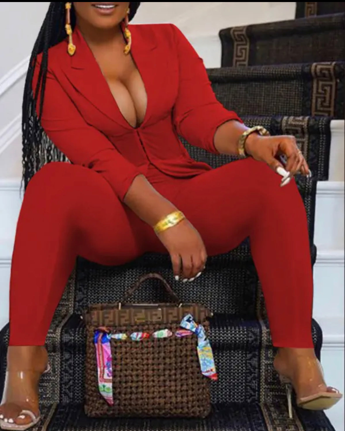 FZ Women's Plus Size Hook Front High Waist Pants suit - FZwear