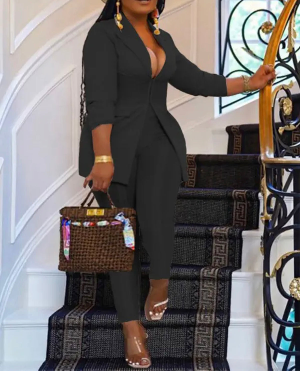 FZ Women's Plus Size Hook Front High Waist Pants suit - FZwear