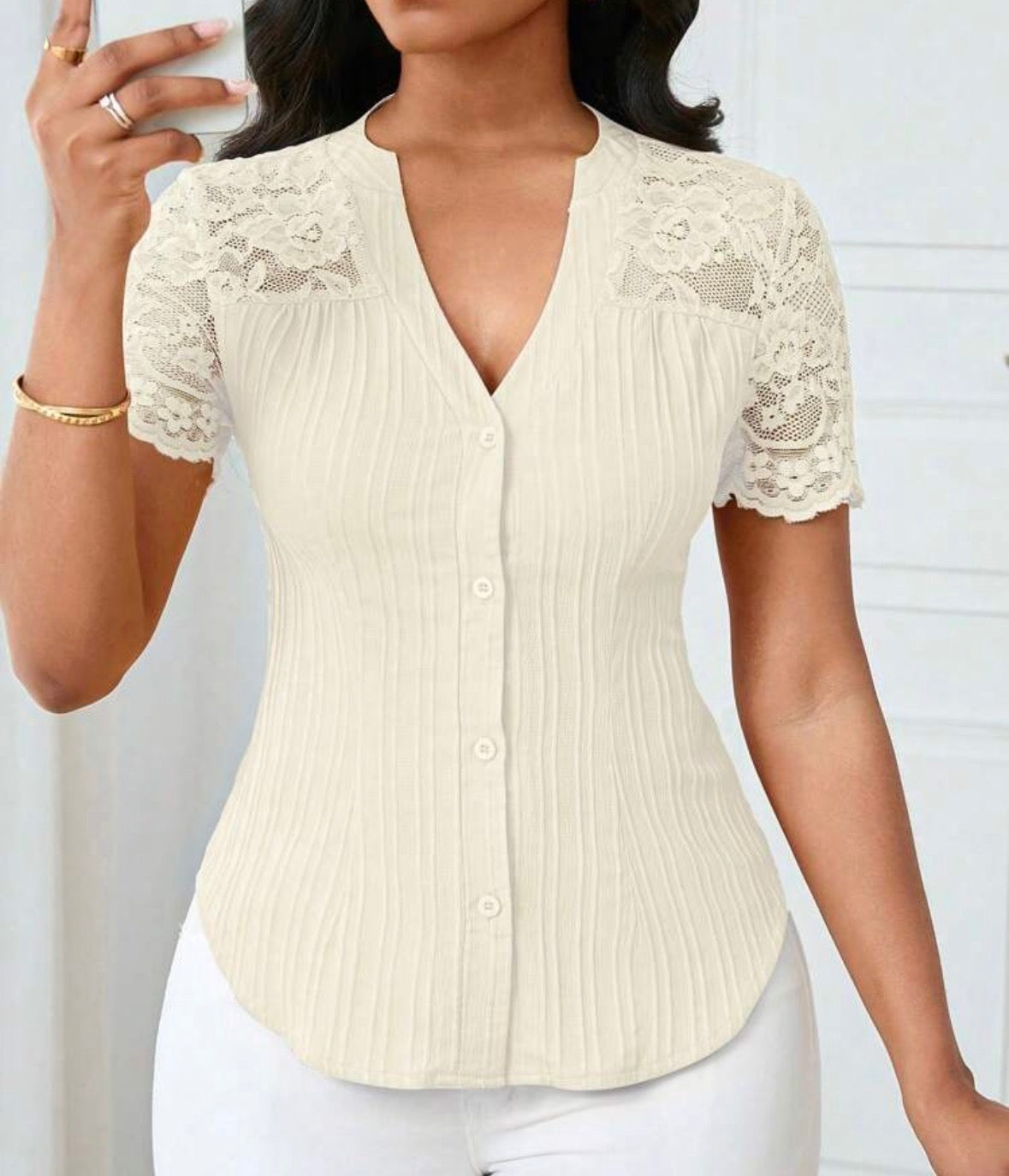 FZ Women's Casual Solid Color Simple Commuter Top