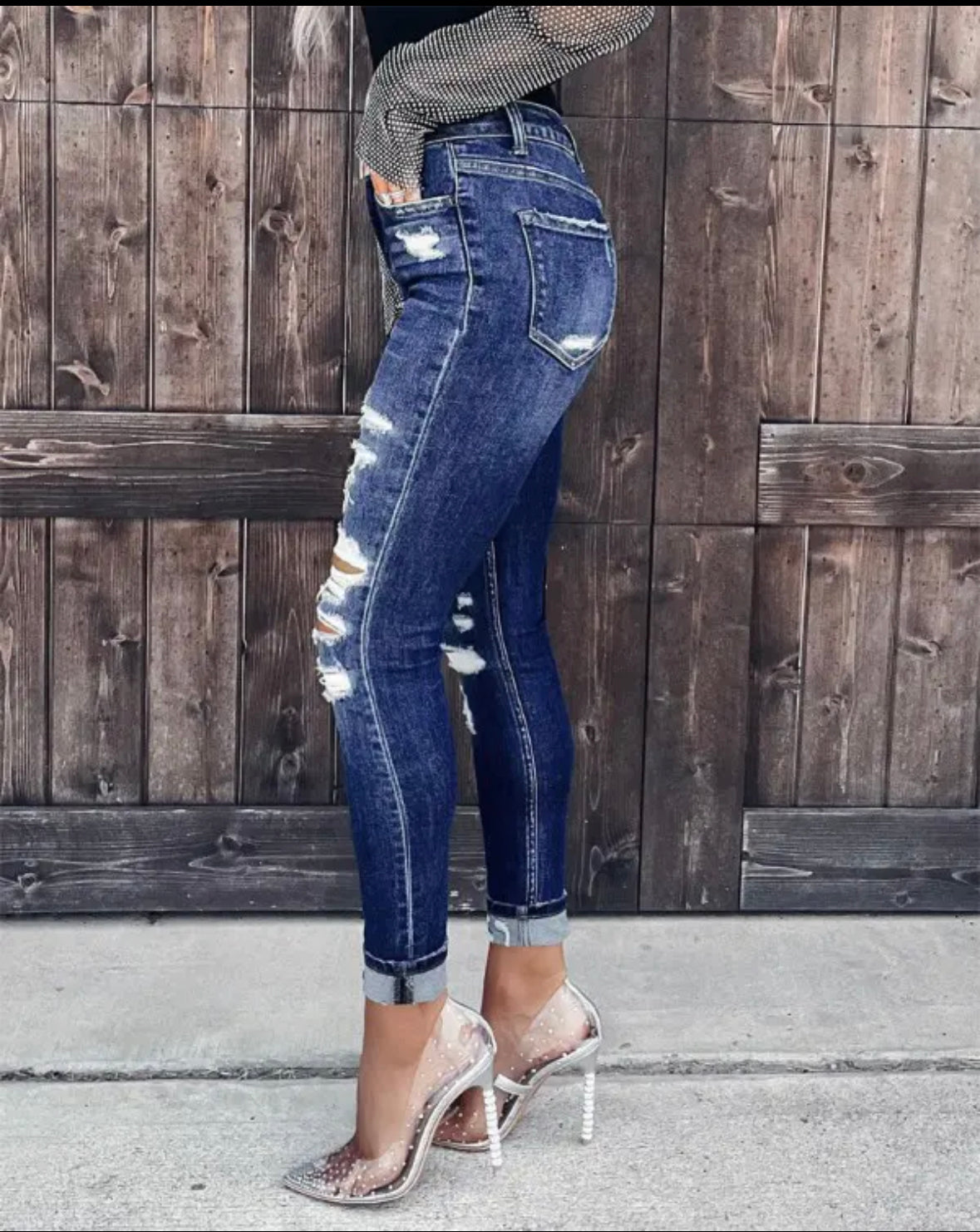 FZ Women's Zipper Fly Cutout Ripped Skinny Denim - FZwear