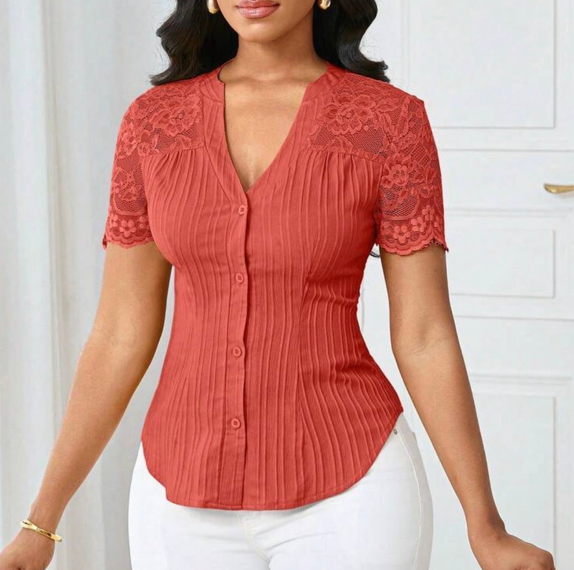 FZ Women's Casual Solid Color Simple Commuter Top