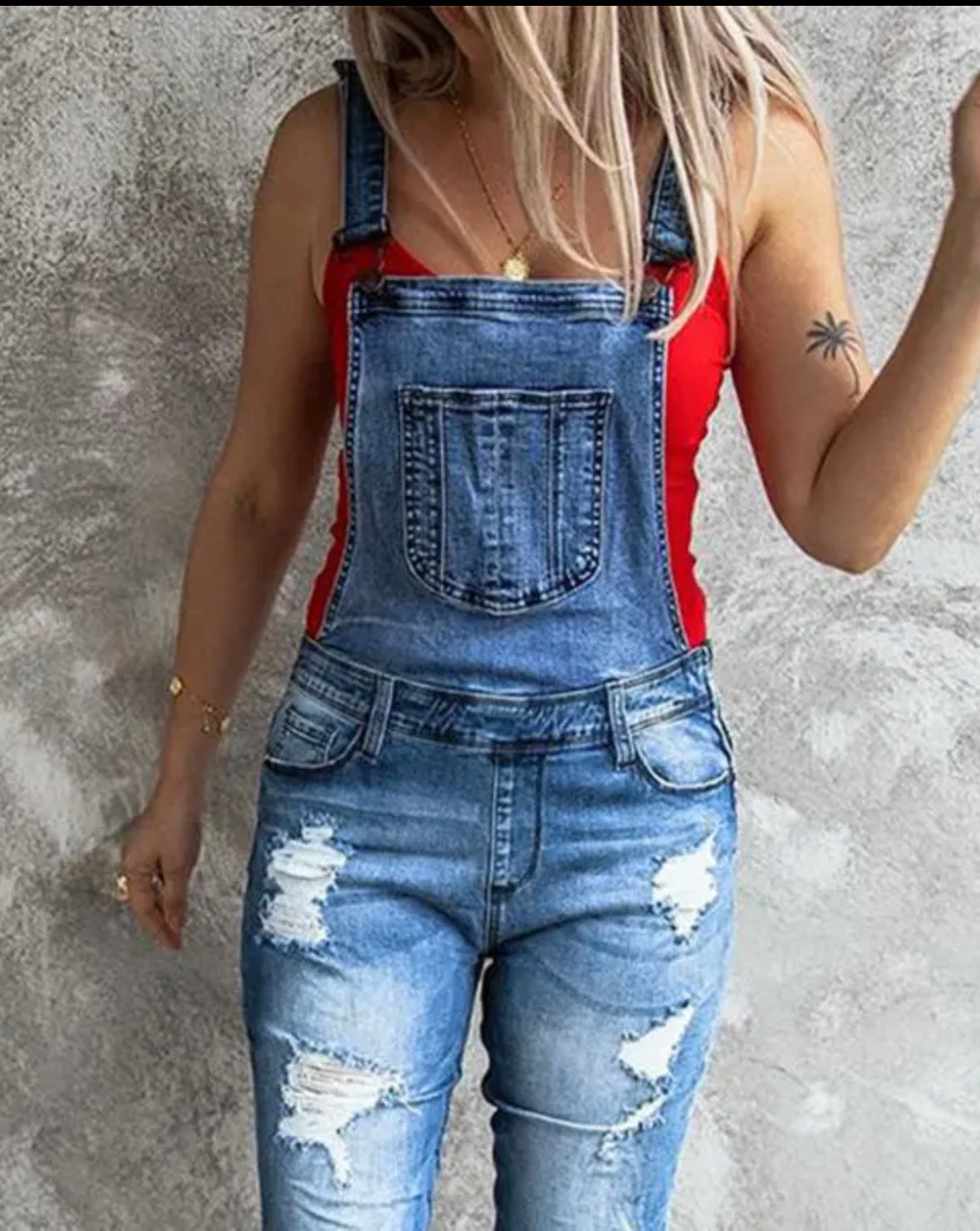 FZ Women's Cutout Denim Suspender Jumpsuit - FZwear