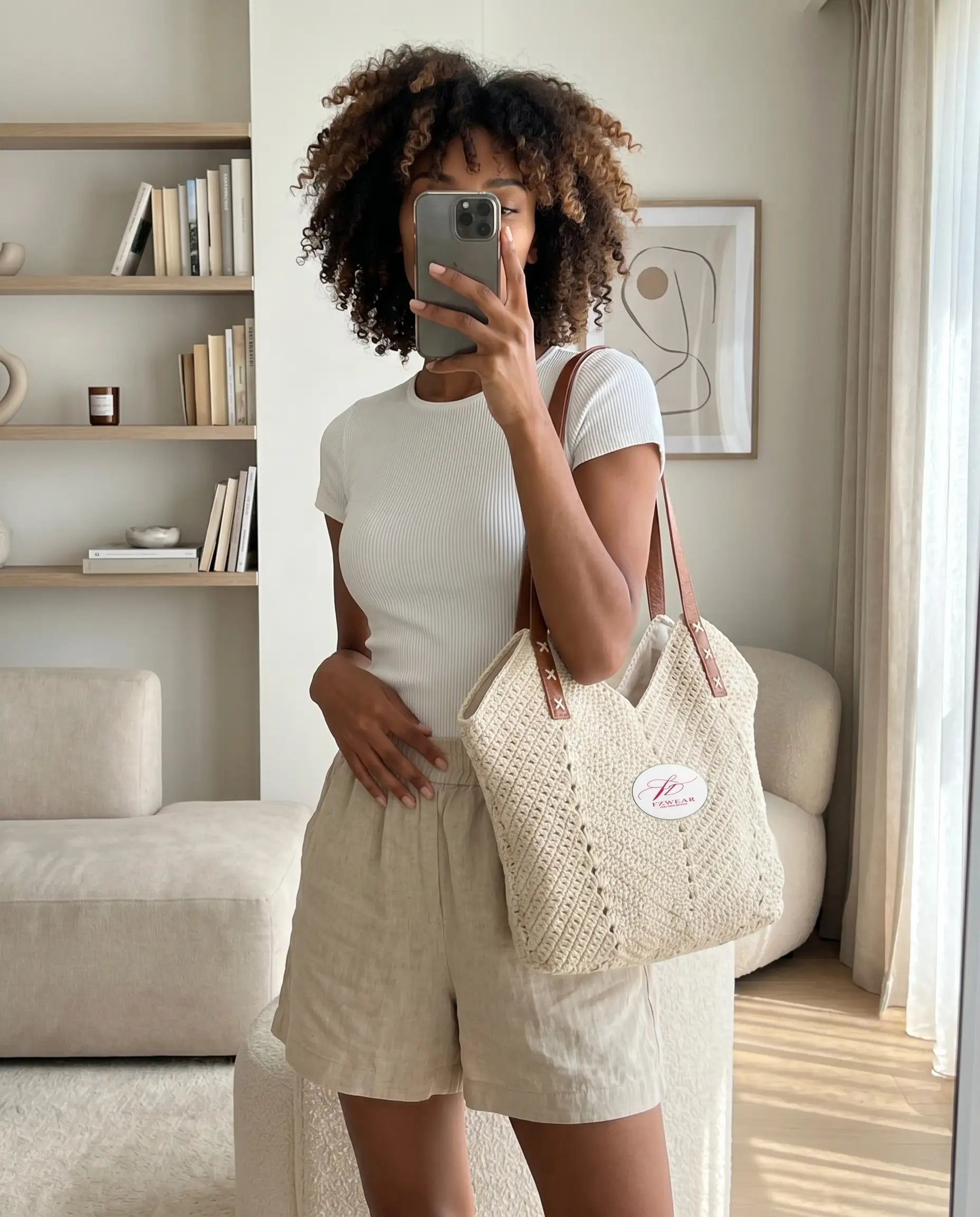 FZ Women's Straw Shoulder bag