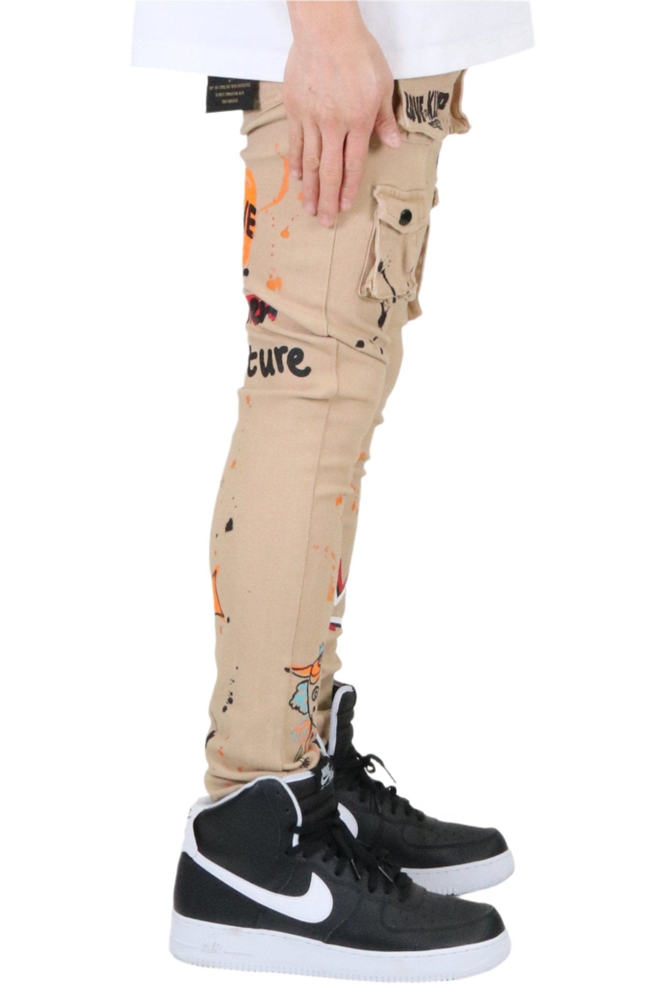 Bano Men's premium skinny twill cargo pants.