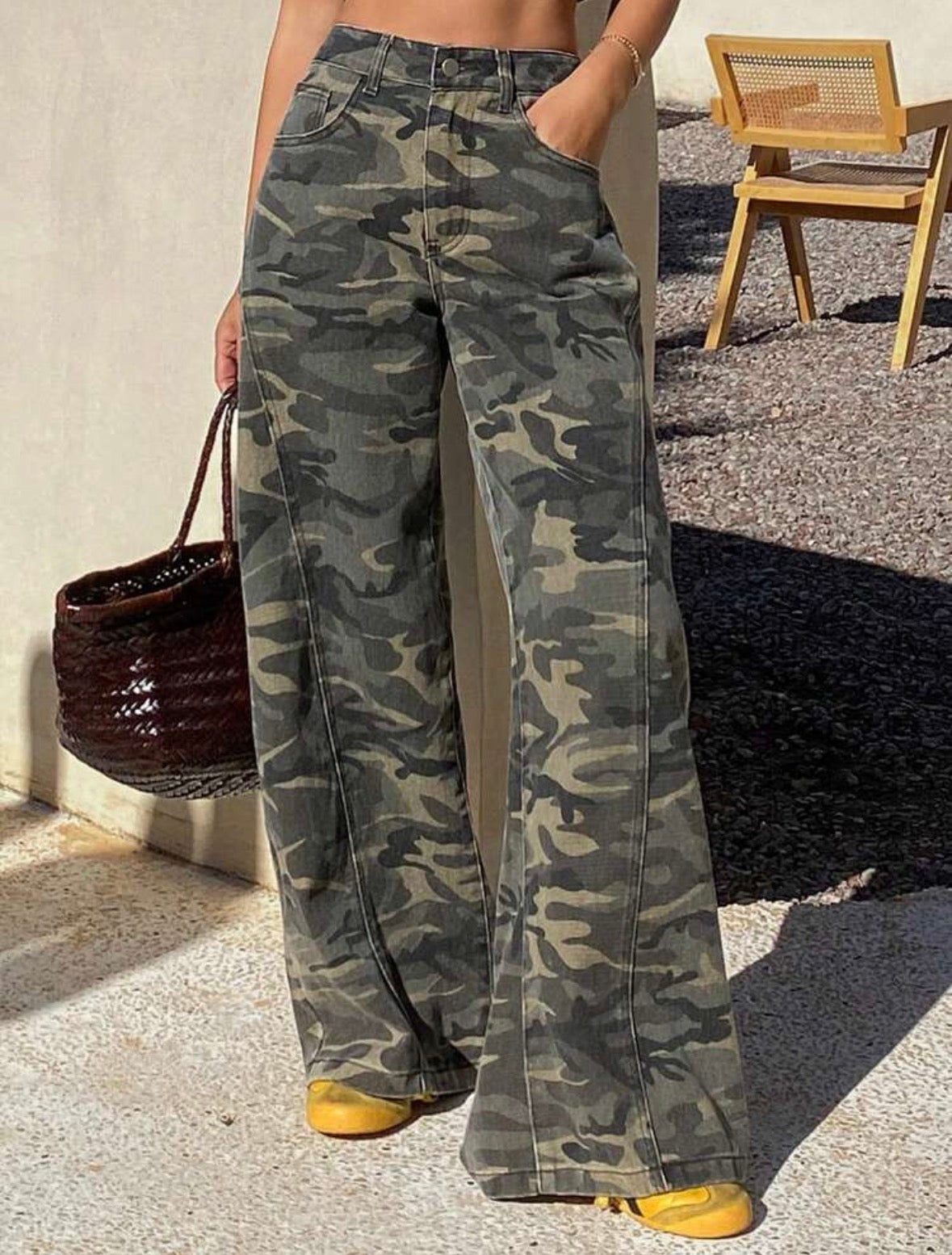 FZ Women's Loose Straight Leg Camouflage Casual Denim Pants
