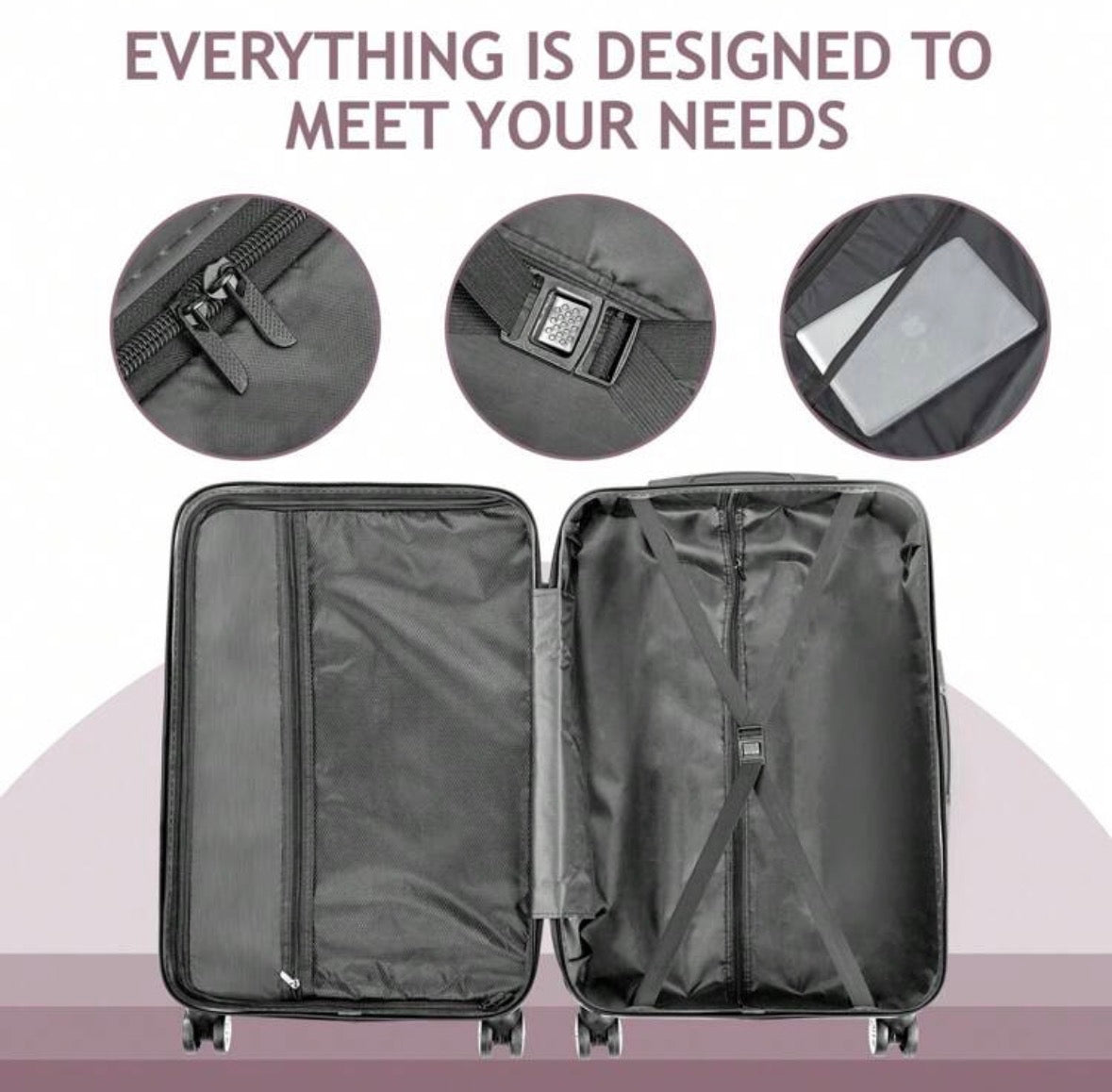 FZ 4 Piece ABS Hard Shell Double Wheels With TSA Lock Travel Suitcase